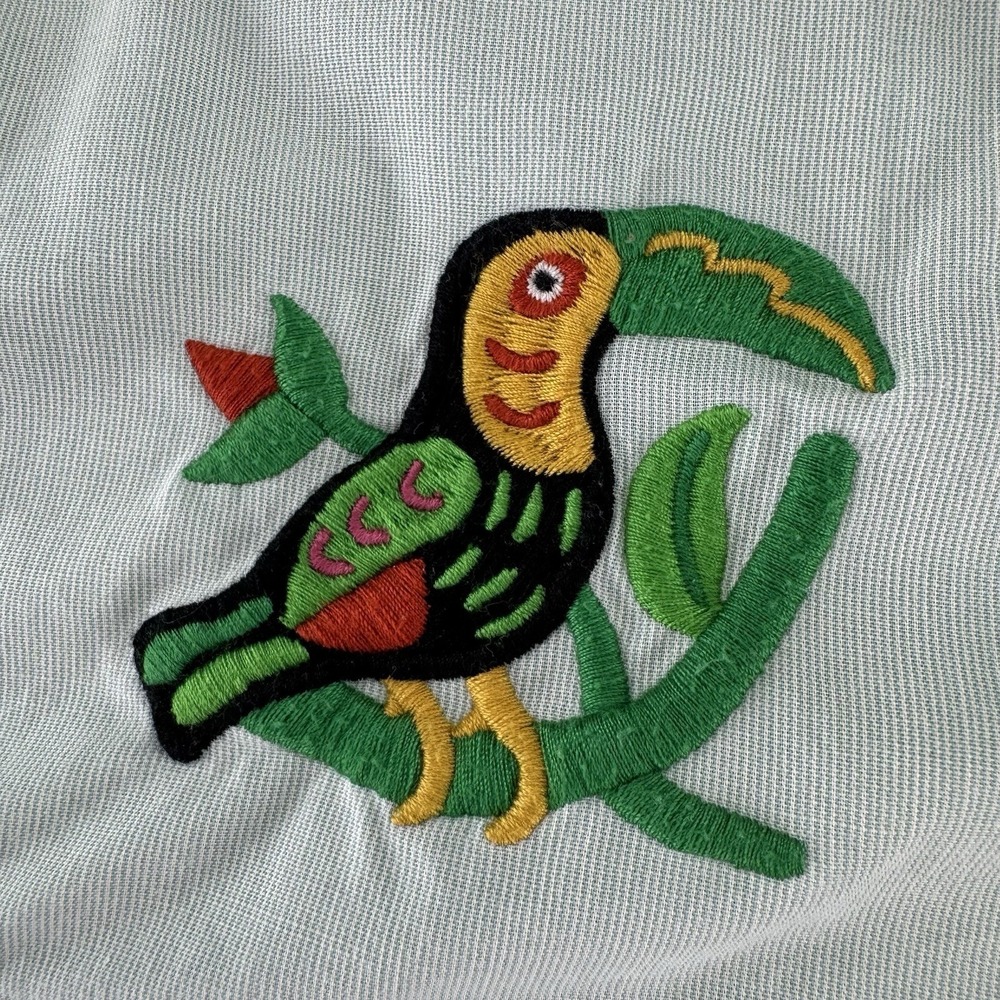 Howler Bros Gaucho Snapshirt  Embroidered Toucans Mens  Large Green Western - Picture 8 of 13